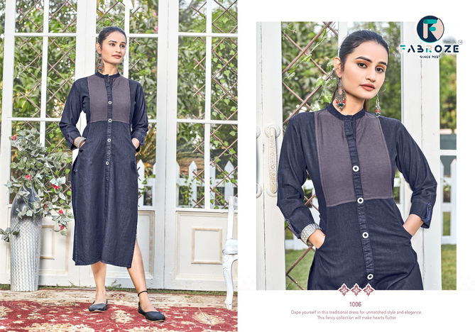 Fabroze Lakshya 1 Party Wear Wholesale Denim Kurti Catalog